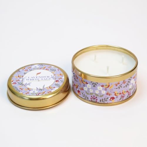 AURA DECOR AuraDecor 3-Wick Scented Tin Candle | Premium Gift Set | Hand Poured Soy Blend | Long Lasting | Home Fragrance | Relaxation & Decor (Lavender White Sage) - Image 3
