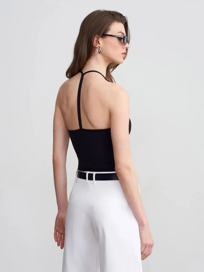 ديلفين Dilvin Slim Fit Halterneck Jersey Blouse