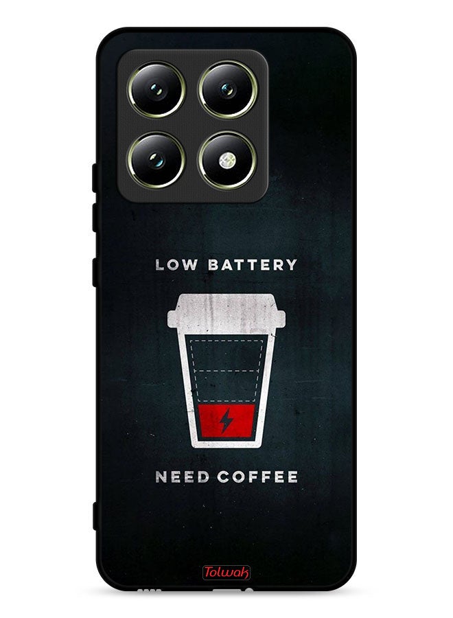 Tolwak Xiaomi 14T 5G Protective Case Cover Low Battery Need Coffee - Image 1