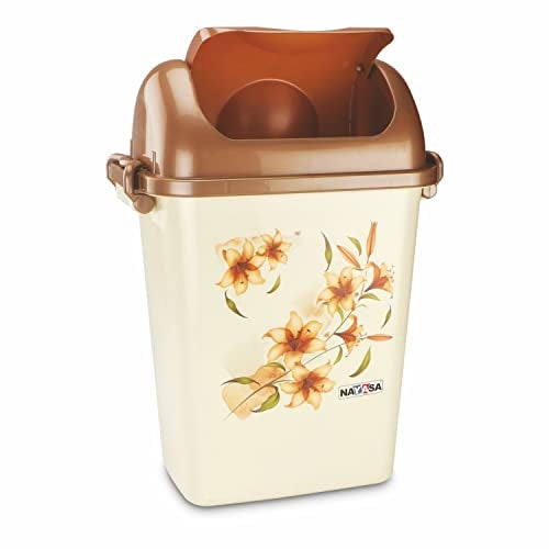 Nayasa Rectangular Swing Bin No 13 with Swing Lid, Capacity- 13.5 Liters, Without Inner Bucket, Multi Purpose Dustbin with Lid, Easy To Lift, Light Weighted, Ideal For Home/ Kitchen/ Office, L 33, B 21, H 40, Cream - Image 3