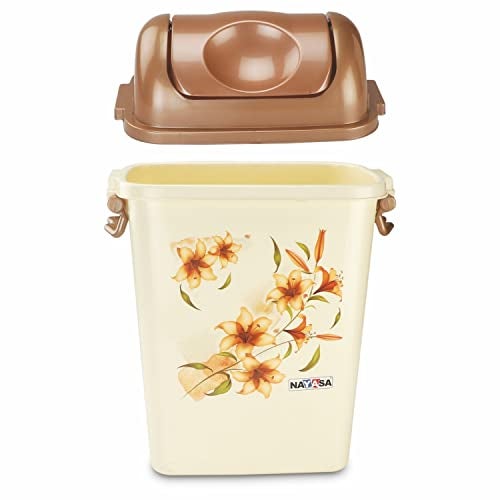 Nayasa Rectangular Swing Bin No 13 with Swing Lid, Capacity- 13.5 Liters, Without Inner Bucket, Multi Purpose Dustbin with Lid, Easy To Lift, Light Weighted, Ideal For Home/ Kitchen/ Office, L 33, B 21, H 40, Cream - Image 4