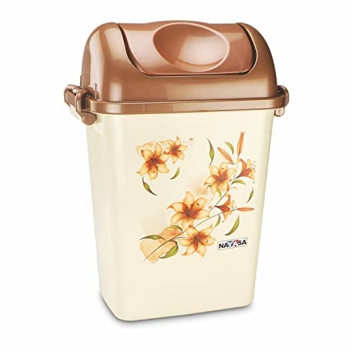 Nayasa Rectangular Swing Bin No 13 with Swing Lid, Capacity- 13.5 Liters, Without Inner Bucket, Multi Purpose Dustbin with Lid, Easy To Lift, Light Weighted, Ideal For Home/ Kitchen/ Office, L 33, B 21, H 40, Cream - Image 2
