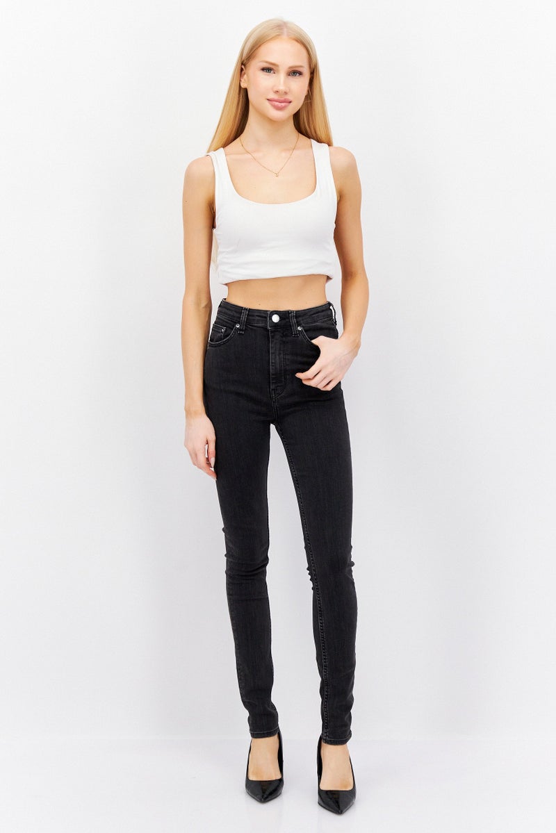Weekday Women Skinny Fit Washed Denim Jeans, Black - Image 4