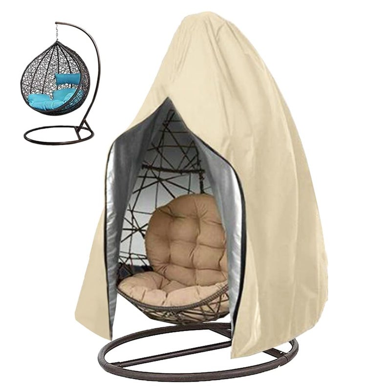 Oslimea Patio Egg Chair Cover Waterproof Windproof Swing Egg Chair Cover with Zipper and Bottom Buckle for Outdoor Wicker Single Seat Beige