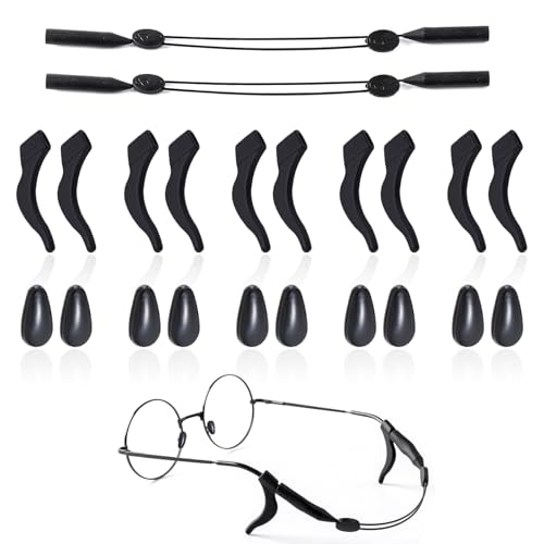 YUISI Adjustable Specs Holder Strap with Eyeglass Ear Grip and Air Cushion Nose Pads, Sunglass Strap Anti-Slip Eyewear String Holder Sports Sunglasses Chain with Silicone Ear Hook (22Pcs) - Image 1