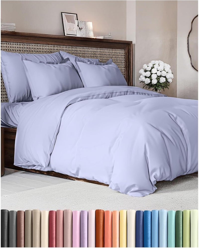 CGK Unlimited Duvet Cover Queen Size - Extra Soft Queen Size Duvet Cover - Lightweight & Breathable - Easy Care & Fade Free with Zipper Closures and Ties - 90" x 90" Inches - (Lavender) Comforter Not Included - Image 1
