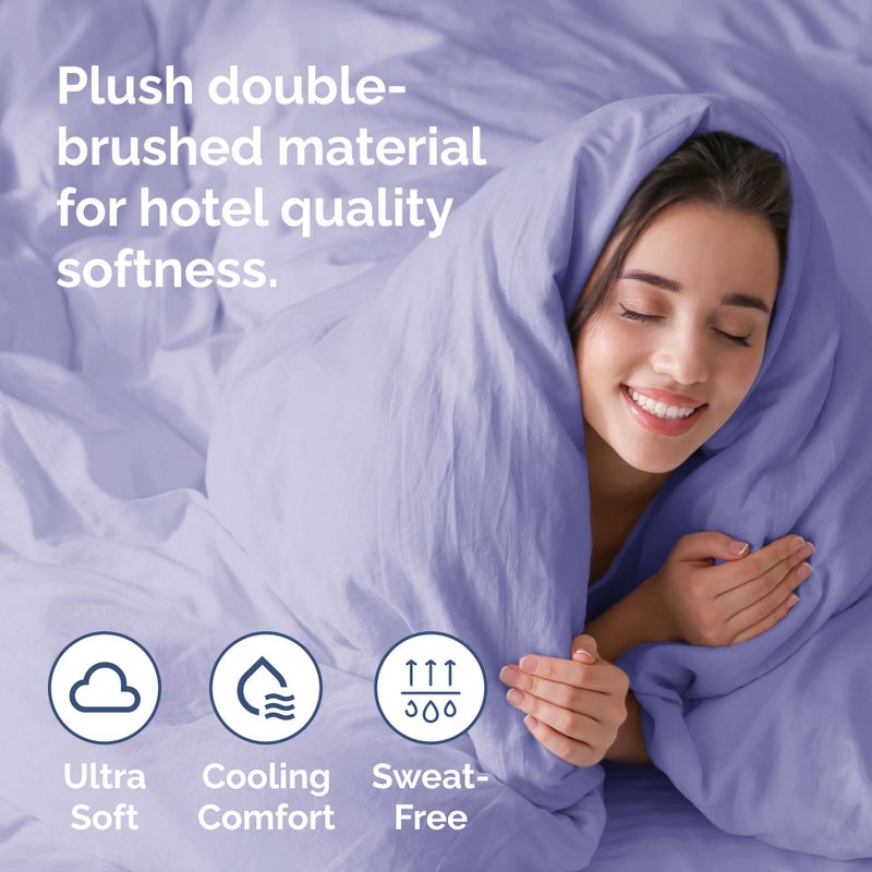 CGK Unlimited Duvet Cover Queen Size - Extra Soft Queen Size Duvet Cover - Lightweight & Breathable - Easy Care & Fade Free with Zipper Closures and Ties - 90" x 90" Inches - (Lavender) Comforter Not Included - Image 3