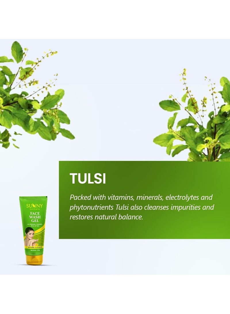 Sunny Herbals Face Wash Gel Enriched With Aloevera, Neem & Tulsi | For Cleansing, Preventing Pimples & Removing Extra Oil | Moisturizes & Gives Healthy, Fresh & Supple Skin | For All Skin Type, 110ml - Image 3