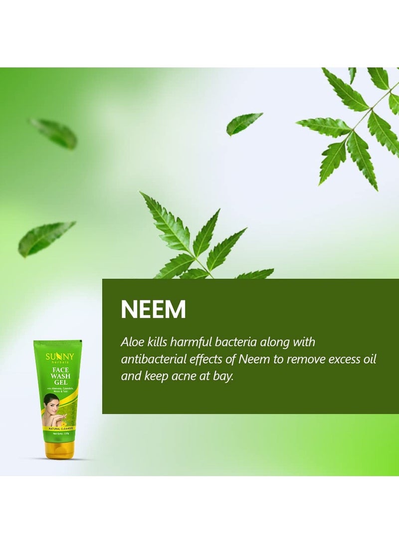 Sunny Herbals Face Wash Gel Enriched With Aloevera, Neem & Tulsi | For Cleansing, Preventing Pimples & Removing Extra Oil | Moisturizes & Gives Healthy, Fresh & Supple Skin | For All Skin Type, 110ml - Image 4