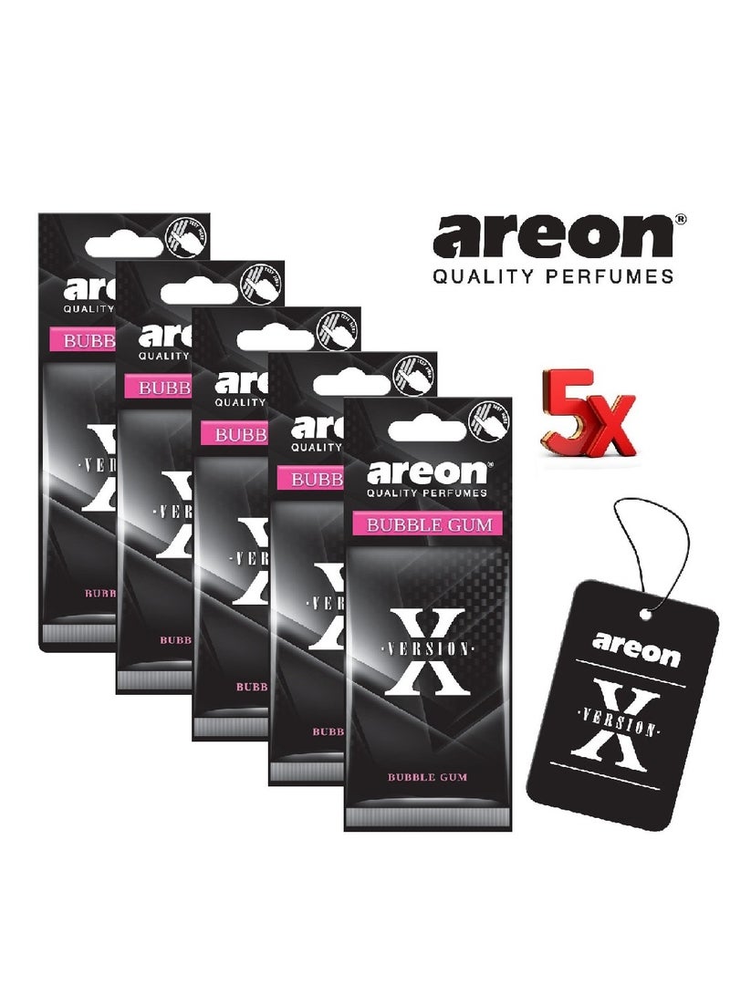 Areon Hanging X Version Car Air Freshener With Bubble Gum Scent 5 pieces