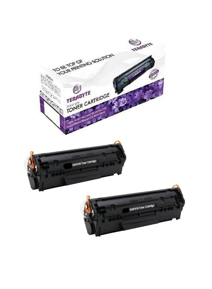 Terabyte 12A Q2612A (2PC) Compatible Toner Cartridge Black to use with Laserjet 1012 1022 1020 1018 1022N 1010 3015 3050 3030 3052 3055 M1319F Printers - Image 1