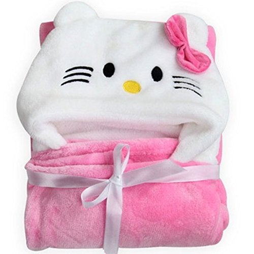 BRANDONN Baby Blanket Newborn Pack of Multi Purpose Wrapper Blanket, Bath Robe Baby Bath Towel for Baby Boys and Baby Girls(0-12 Months, Pink Kitty) - Image 1