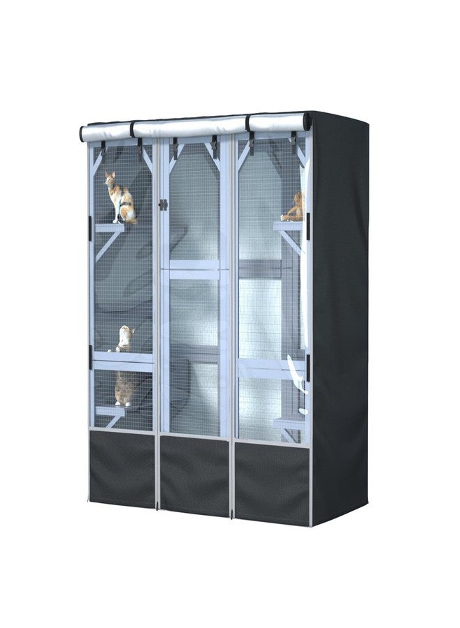 Ddeman Outdoor Cat Enclosure Large Cover,Walk in Cat Kennel Cover 600D Heavy Duty Waterproof L73“ X W40” X H73” Full Coverage Large Outdoor cattery Cover (Only Cover) - Image 1