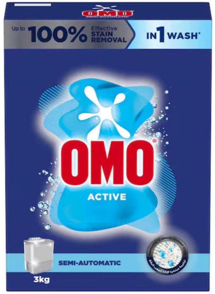 أومو مسحوق غسيل الملابس شبه الأوتوماتيكي النشط 3 كجم - Image 1