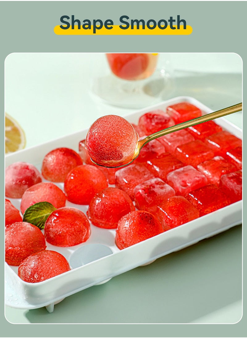 LEOKOR - Ice Cube Tray with Lid and Bin, 2 Tray Round and Square Ice Cube Molds, 64 Small Nugget Ice Cube Tray Making with Container and Scoop - Image 1