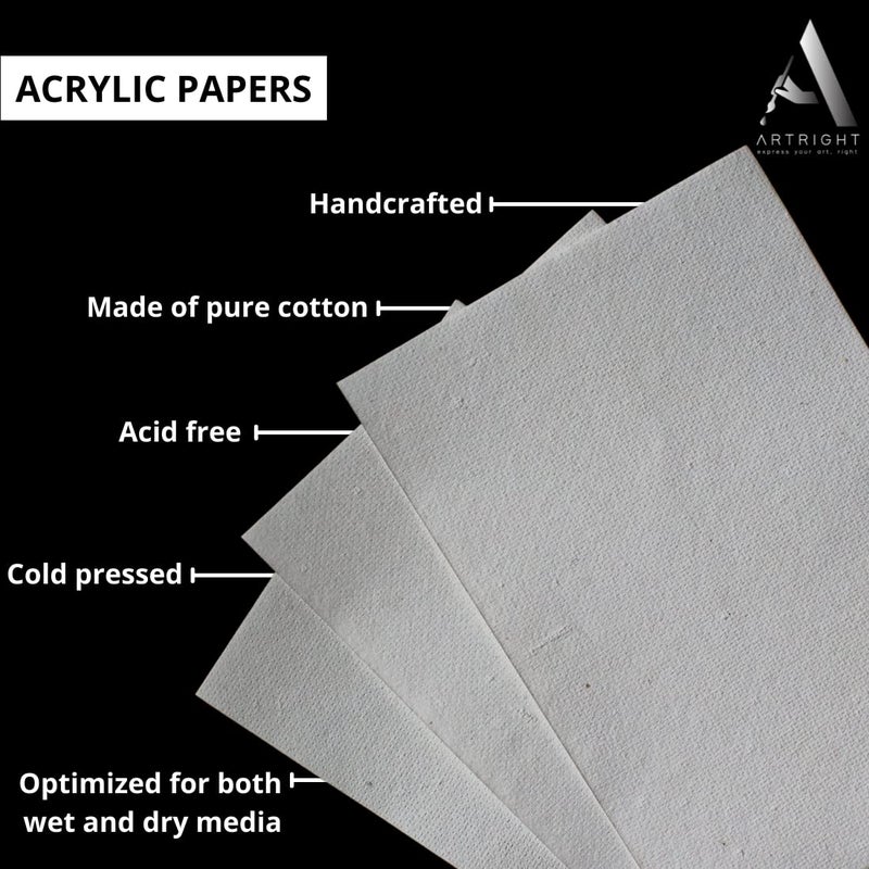 ArtRight Artists' Acrylic Paper (A4 Pack of 60 Sheets, 300 GSM); 300 GSM Handmade Sheets for Gouache & Acrylic Media (Papers for Acrylic & Gouache Media) - Image 4