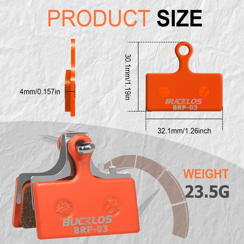 BUCKLOS Bike Disc Brake Pads-Bicycle Disk Brake Pads for Shimano XT Br-M8000 M785 XTR M9000 M9020 M987 M988 SLX M7000 M675 M666 Deore M615 RS785 Alfine S700 for Mountain Bike/Ebike/Road Bike/Scooter - Image 4