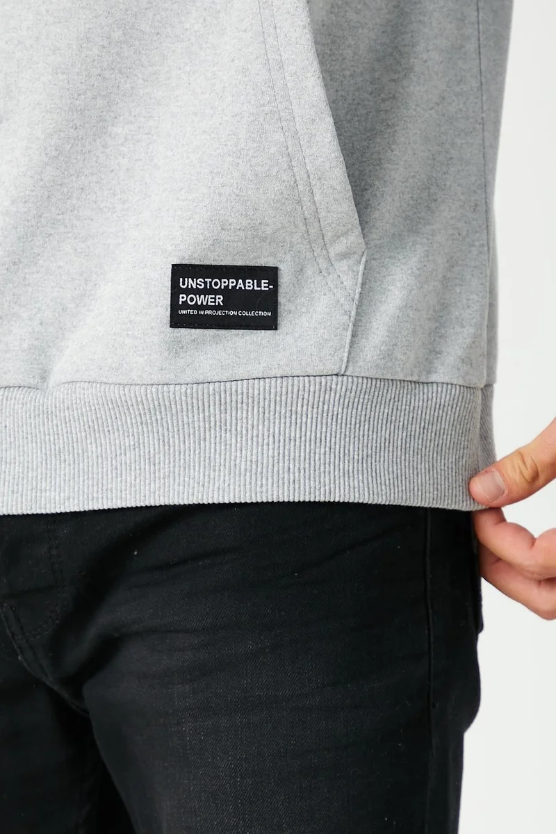 mmetalic Gray Men's Hooded Kangaroo Pocket Sweatshirt