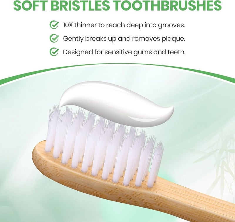 Daletu Bamboo Toothbrush Soft Bristle10-Pack, Biodegradable BPA Free Natural Toothbrush, Eco-Friendly, Wooden Organic Non-Plastic Travel Toothbrushes for Adults - Image 2