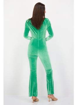The Frolic Women Solid Long Sleeve Jumpsuits, Green  - Image 2