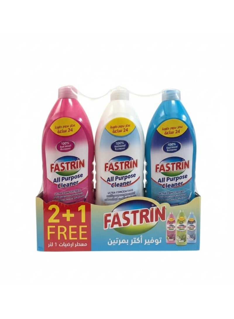 Fastrin All Purpose Cleaner 3 x 1L Pack | White, Rose & Blue Variants | Multi Surface Cleaning Liquid with Fresh Fragrance UAE - Image 2