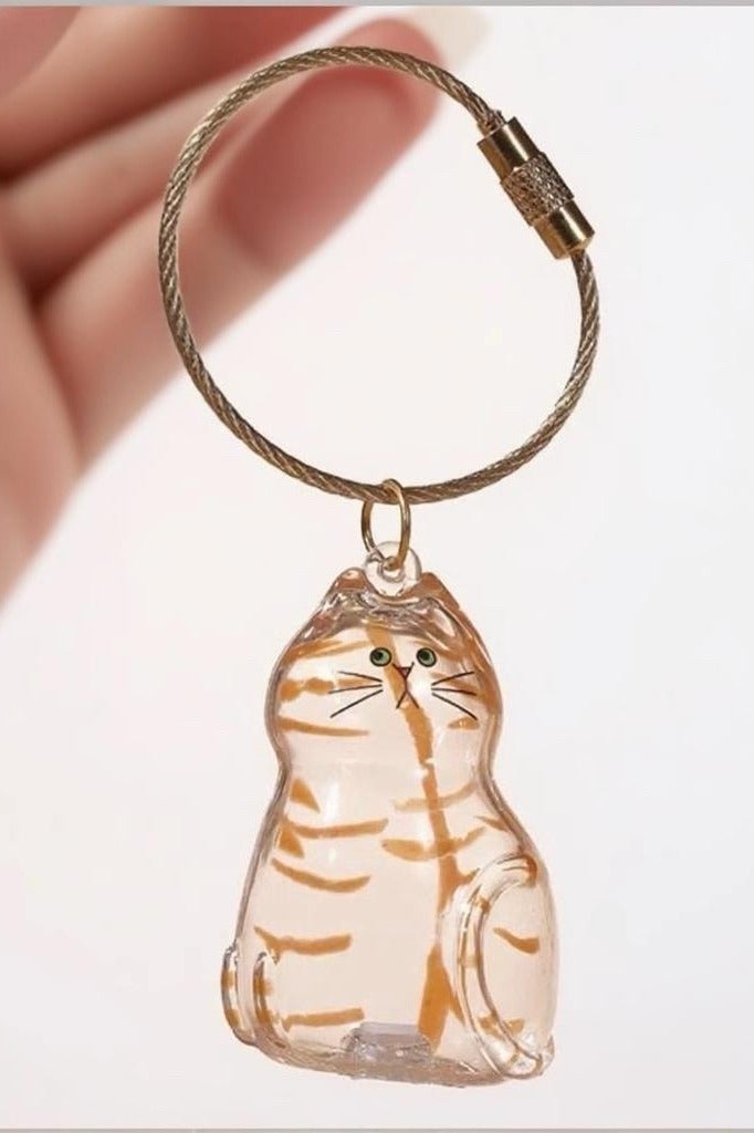 سلسلة مفاتيح أكريليك برتقالية اللون برتقالية اللون من الأكريليك الشفاف قلادة قطة لطيفة كرتونية لطيفة للقطط مجوهرات القطط الكرتونية للحيوانات الأليفة تخزين فراء الحيوانات الأليفة الصغيرة قلادة صغيرة للحيوانات الأليفة زينة صغيرة قلادة فراء القطط - Image 1