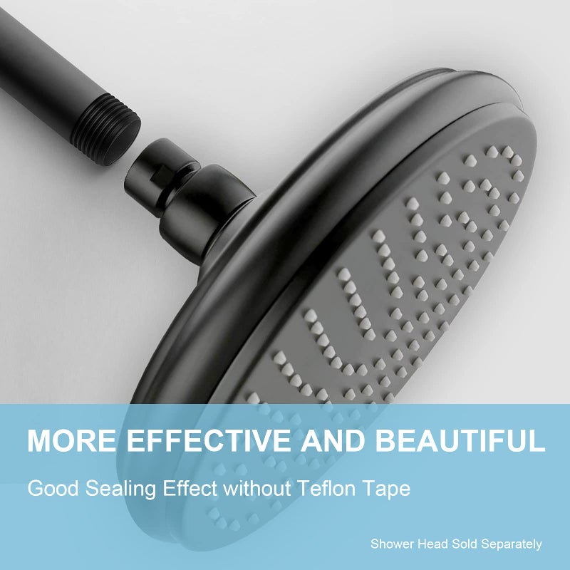 OFFO Shower Arm with Flange 10 in Ceiling Mount Replacement Rain Shower Head Straight Arm Ceiling-Mounted For Fixed Shower Head & High Pressure Rain Matte Black - Image 2
