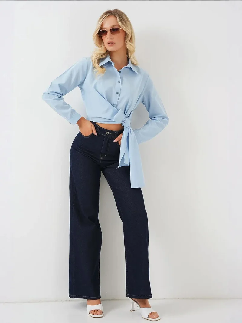 BIG DART BDART Crop Shirt with Bow Detail