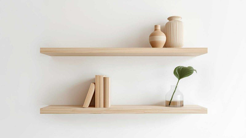 MDF Wood Wall Shelves, Modern Design, Waterproof and Scratch Resistant, 50 x 15 cm, Set of 2, with Mounting Supplies, for Kitchen, Bedroom, Office (Wooden) - Image 3