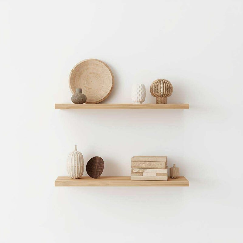MDF Wood Wall Shelves, Modern Design, Waterproof and Scratch Resistant, 50 x 15 cm, Set of 2, with Mounting Supplies, for Kitchen, Bedroom, Office (Wooden) - Image 4