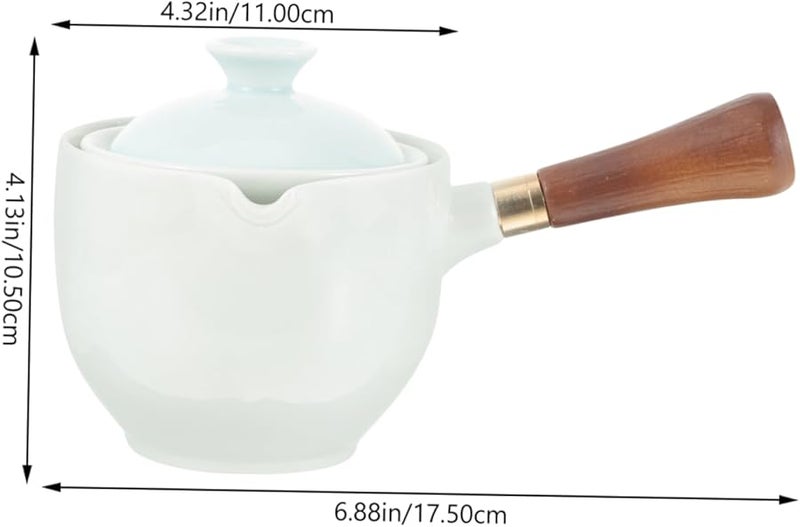Rotatable Side Handle Ceramic Teapot Vintage Chinese Porcelain Tea Kettle for Home Office - Image 3