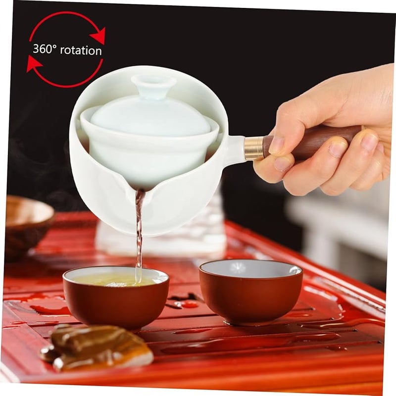 Rotatable Side Handle Ceramic Teapot Vintage Chinese Porcelain Tea Kettle for Home Office - Image 5