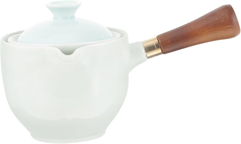 Rotatable Side Handle Ceramic Teapot Vintage Chinese Porcelain Tea Kettle for Home Office - Image 2