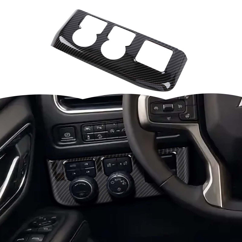 RTTCZ Carbon Fiber Headlight Switch Button Panel Trim Cover Decoration Interior Accessories Compatible with Chevy Suburban SUV 20202023for GMC Yukon 20212023for Chevrolet Tahoe 20212023