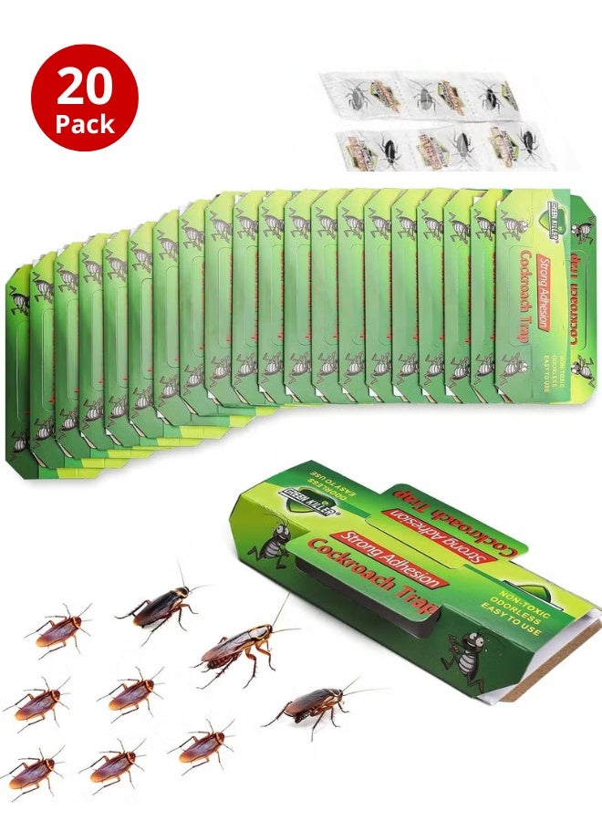 20-Pack Cockroach Killer Bait & Traps - Indoor Roach Infestation Control, Eco-Friendly, Safe for Children & Pets, Long-Lasting Roach Motel Traps - Image 1