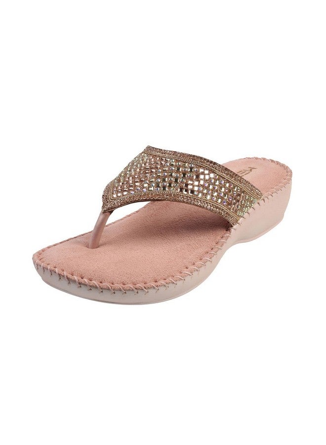 موتشي صندل Mochi نسائي مريح من الجلد المدبوغ باللون الذهبي الوردي، مقاس المملكة المتحدة/8، الاتحاد الأوروبي/41 (44-8) - Image 1