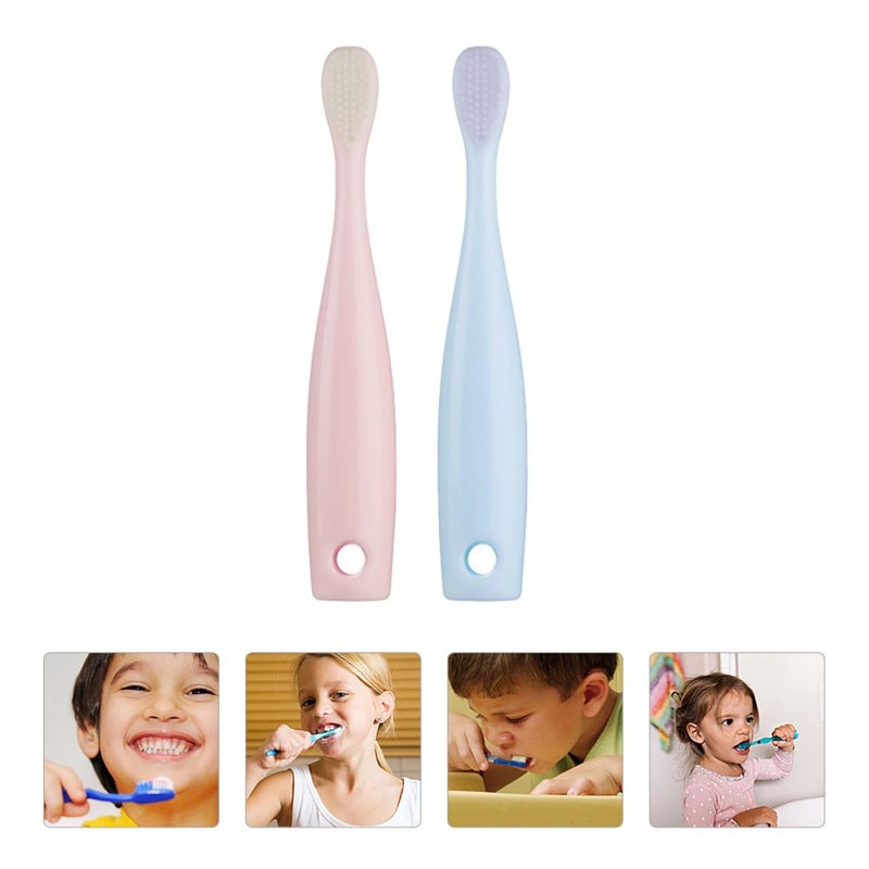 Soft Bristle Kids Toothbrush 2 Pack Red Blue Gum Care Training Non Toxic - Image 3