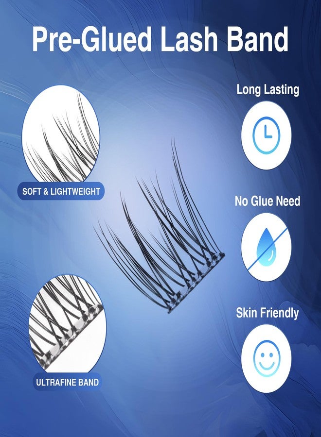 GOLLEE مجموعة رموش لاصقة ذاتياً، 72 قطعة بدون حاجة للصمغ، رموش مجمعة مسبقة اللصق بمظهر طبيعي، رفيعة جداً وخفيفة الوزن، سهلة التطبيق للمبتدئين (D Curl، بدون بقايا، تدوم طويلاً) - Image 5