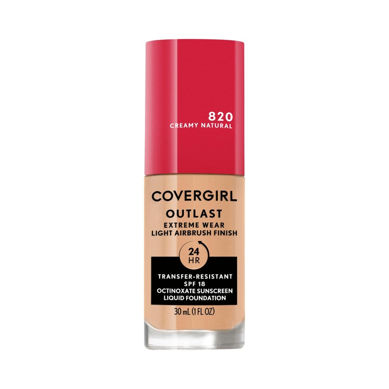 Covergirl Outlast Extreme Wear 3-in-1 Full Coverage Liquid Foundation, SPF 18 Sunscreen, Creamy Natural, 1 Fl. Oz. - Image 1