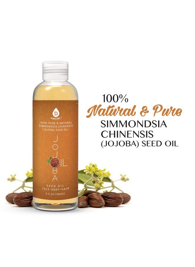 Pursonic - Pursonic Pursonic 100% Cold Pressed Pure Golden Jojoba Oil for Dry Skin or Damaged Hair, Natural & Unrefined - Moisturizes & Revitalizes Skin, 6 Ounce, 1 count, JJO6 - Image 1