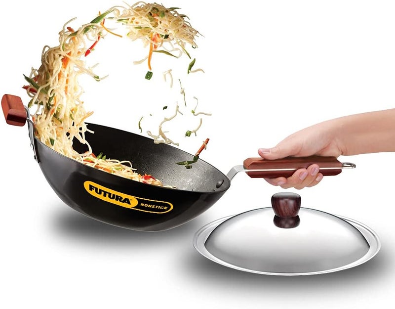 Hawkins Futura Nonstick Stir-Fry Wok 3 Litre with Stainless Steel Lid - Image 1