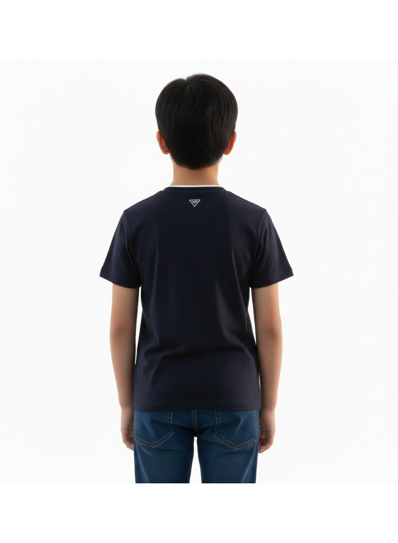 JOANNA 21831B Boy's V-Neck Pocket Short Sleeve T-Shirt - Black - Image 3