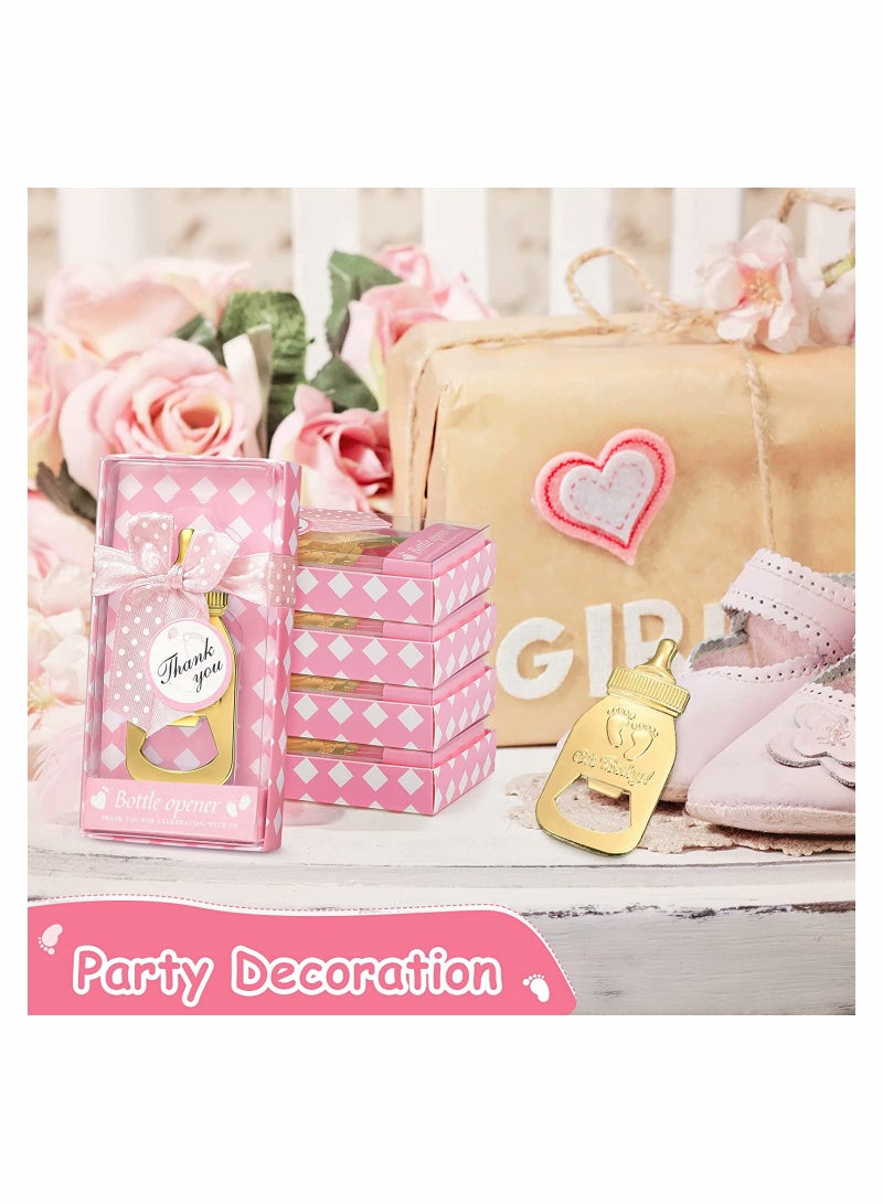SYOSI 6 Pieces Bottle Opener Baby Shower Favor For Guest, Cute Baby Shower Souvenirs with Baby Footprints Neutral Baby Shower Decoration Gender Reveal Party Supplies for Boy Girl (Pink) - Image 3