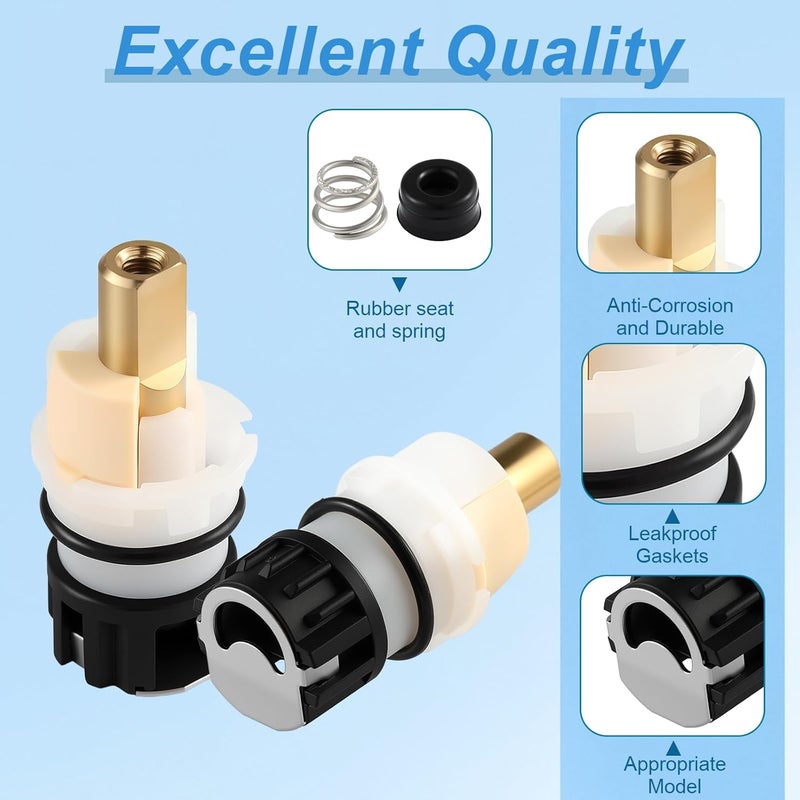 Coolfell 4 Pack RP25513 Faucet Stem Replacement, Compatible with Delta Two Handle Faucet and RP24096 Faucet Cartridge, Faucet Repair Kit, with RP24097 Turn Stop 1/4 and 8 × RP4993 Seat and Spring - Image 3