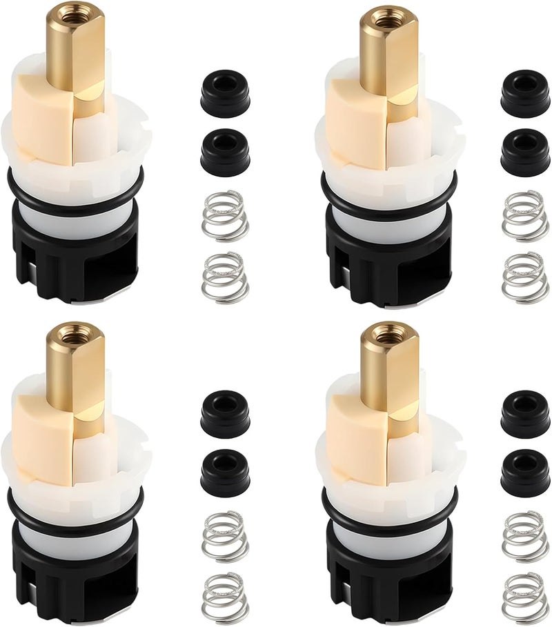 Coolfell 4 Pack RP25513 Faucet Stem Replacement, Compatible with Delta Two Handle Faucet and RP24096 Faucet Cartridge, Faucet Repair Kit, with RP24097 Turn Stop 1/4 and 8 × RP4993 Seat and Spring - Image 1
