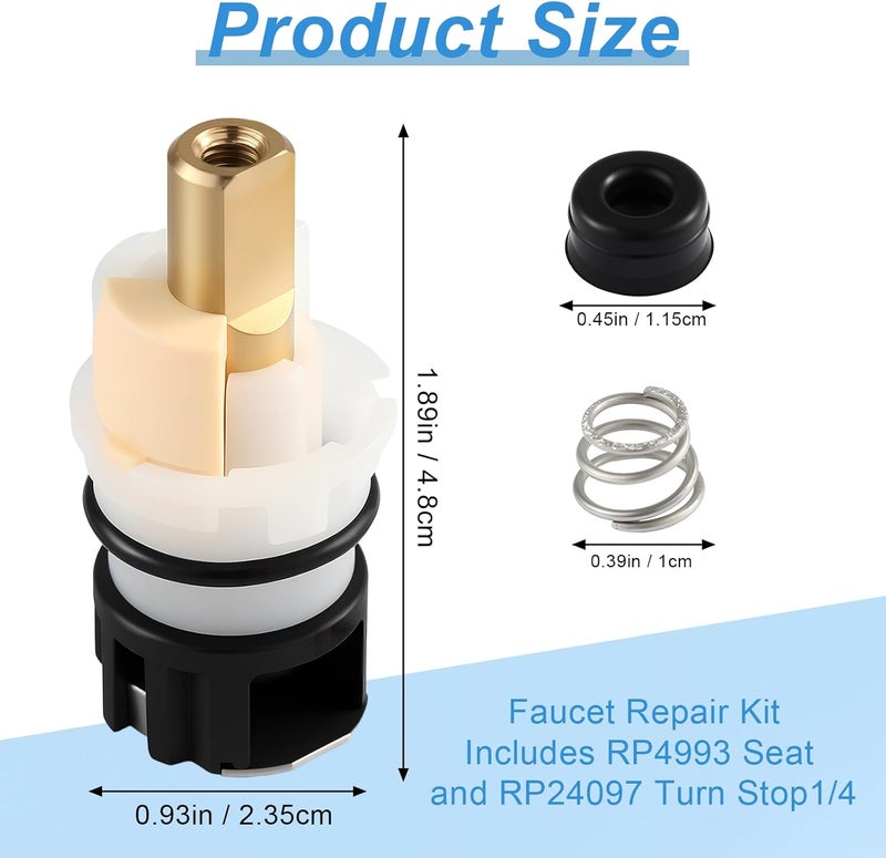 Coolfell 4 Pack RP25513 Faucet Stem Replacement, Compatible with Delta Two Handle Faucet and RP24096 Faucet Cartridge, Faucet Repair Kit, with RP24097 Turn Stop 1/4 and 8 × RP4993 Seat and Spring - Image 2