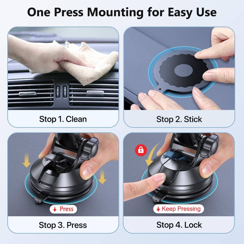 Miracase 4-in-1 Cell Phone Holder for Car, Universal Car Phone Holder Mount for Dashboard Air Vent Windshield Compatible with iPhone 13 Series/iPhone 12 Series/11/XR/Samsung and All Phones Gray - Image 5