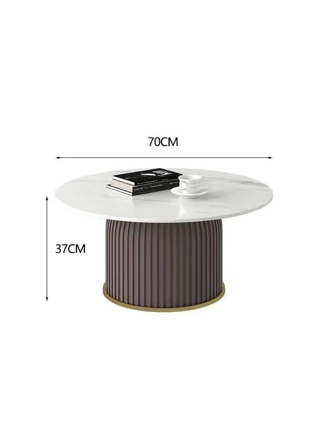 C&C Home طاولة قهوة دائرية حديثة من الرخام - طاولة مركزية أنيقة بقاعدة منقوشة - أثاث مميز متين لغرفة المعيشة، الأريكة والصالون - Image 5