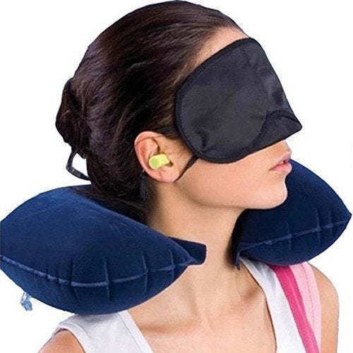 Kytaste Kytaste 3 in 1 Travelling Pillow with Ear Plug and Eye Mask Set kit for Outdoor/Travel(Multicolour, 1 pc) - Image 4