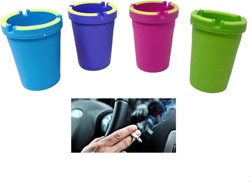 TSY TOOL 4 Pack Glow in the Dark Butt Bucket Ashtray Cigarette Cup Car Ash Holder Portable Truck Home Office (Pink/Blue/Purple/Green) - Image 1